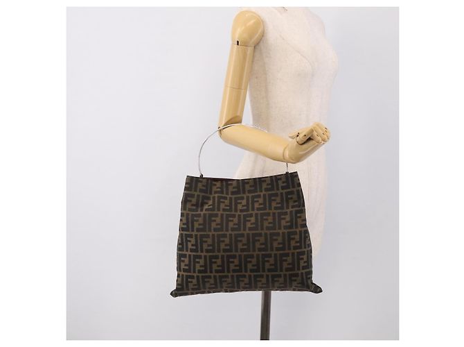 FENDI Zucca Canvas Hand Bag Brown Black - vista 25