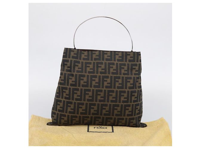FENDI Zucca Canvas Hand Bag Brown Black - vista 26