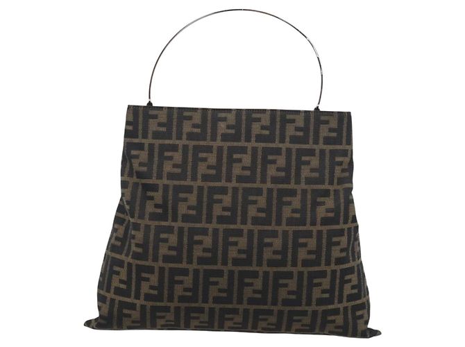 FENDI Zucca Canvas Hand Bag Brown Black - vista 3