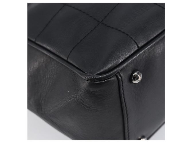 CHANEL Choco Bar Hand Bag Leather Black Silver CC - vista 11