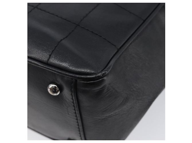 CHANEL Choco Bar Hand Bag Leather Black Silver CC - vista 12