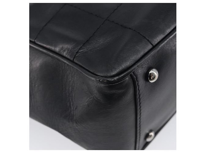 CHANEL Choco Bar Hand Bag Leather Black Silver CC - vista 13