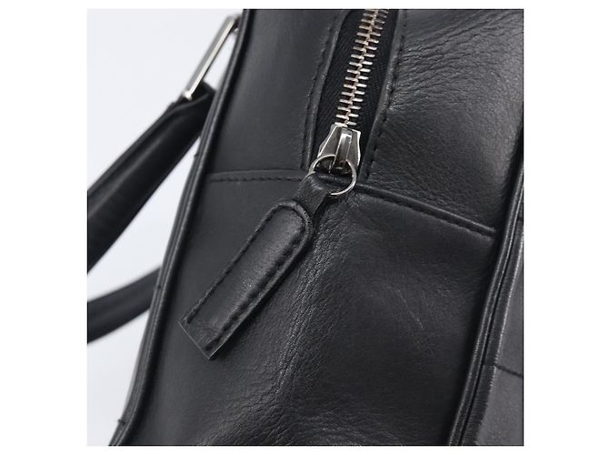 CHANEL Choco Bar Hand Bag Leather Black Silver CC - vista 15