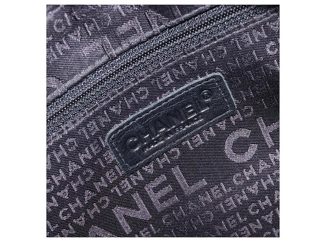 CHANEL Choco Bar Hand Bag Leather Black Silver CC - vista 18