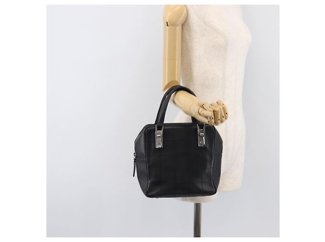 CHANEL Choco Bar Hand Bag Leather Black Silver CC - vista 26