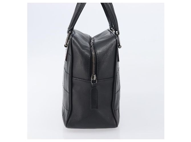 CHANEL Choco Bar Hand Bag Leather Black Silver CC - vista 5