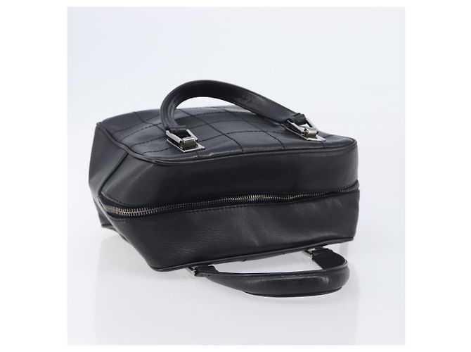 CHANEL Choco Bar Hand Bag Leather Black Silver CC - vista 6
