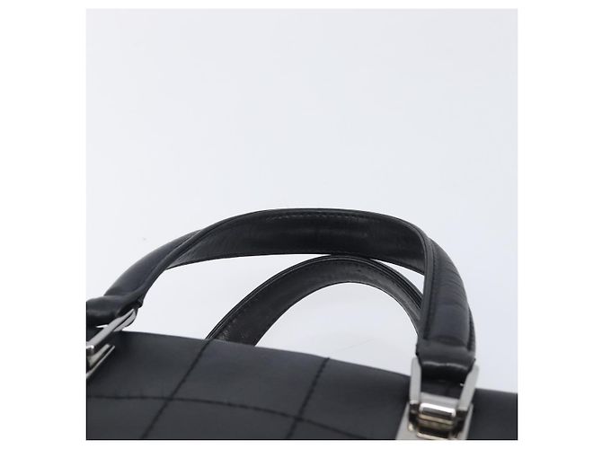 CHANEL Choco Bar Hand Bag Leather Black Silver CC - vista 8