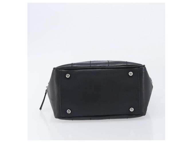 CHANEL Choco Bar Hand Bag Leather Black Silver CC - vista 9