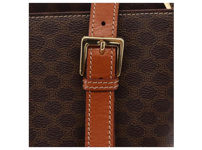 Céline CELINE Macadam Canvas Shoulder Bag PVC Leather Brown Gold - vista 15