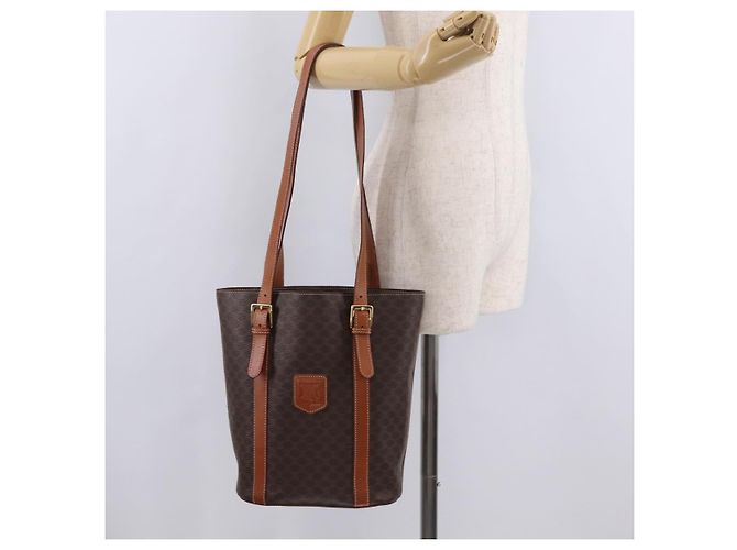 Céline CELINE Macadam Canvas Shoulder Bag PVC Leather Brown Gold - vista 28