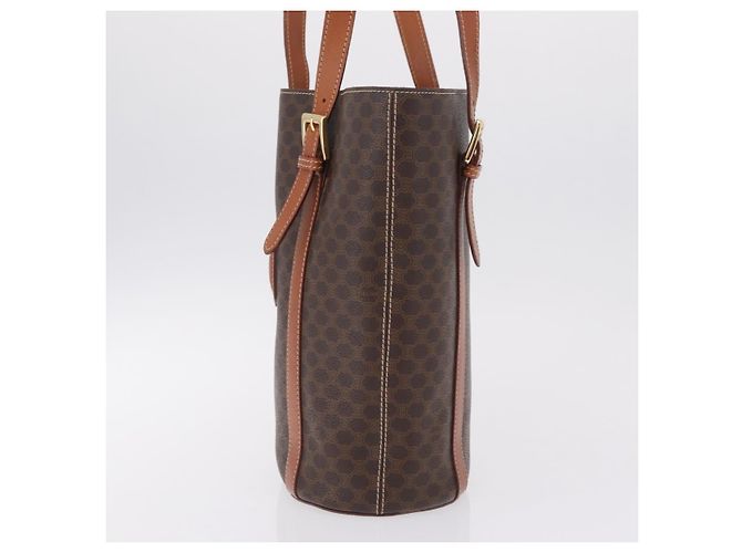 Céline CELINE Macadam Canvas Shoulder Bag PVC Leather Brown Gold - vista 4