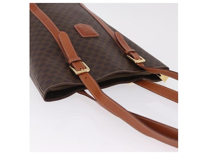 Céline CELINE Macadam Canvas Shoulder Bag PVC Leather Brown Gold - vista 6