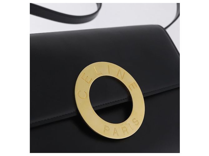 Céline CELINE Circle Shoulder Bag Leather Black Gold - vista 16
