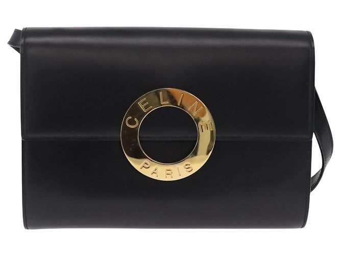 Céline CELINE Circle Shoulder Bag Leather Black Gold - vista 2
