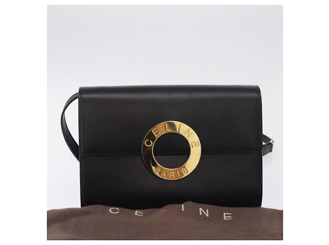 Céline CELINE Circle Shoulder Bag Leather Black Gold - vista 26