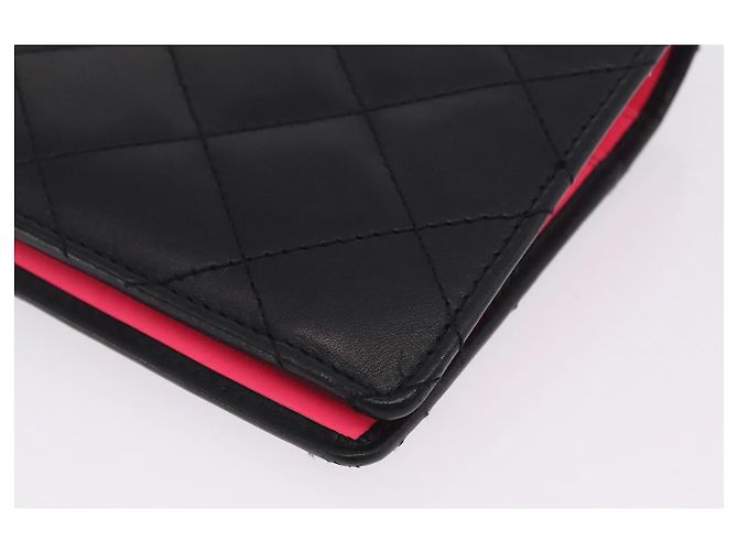 CHANEL Cambon Line Long Wallet Lamb Skin Black CC - vista 10