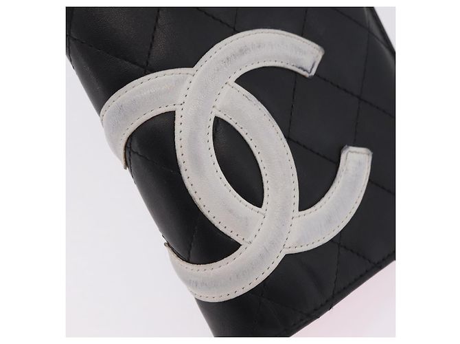 CHANEL Cambon Line Long Wallet Lamb Skin Black CC - vista 12