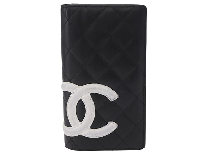 CHANEL Cambon Line Long Wallet Lamb Skin Black CC - vista 2