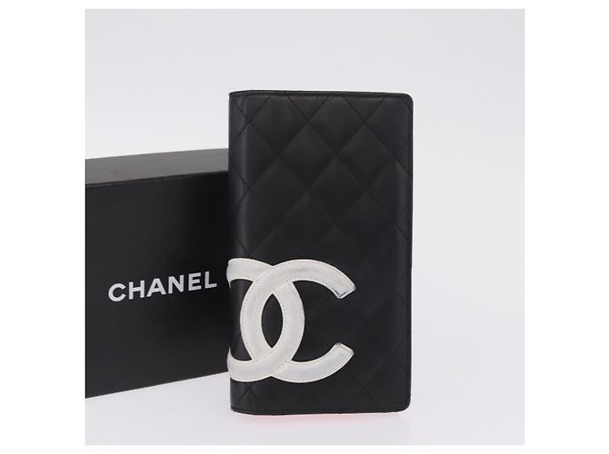 CHANEL Cambon Line Long Wallet Lamb Skin Black CC - vista 21