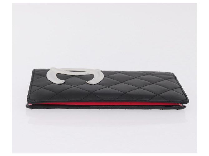 CHANEL Cambon Line Long Wallet Lamb Skin Black CC - vista 4