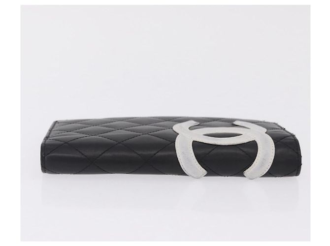 CHANEL Cambon Line Long Wallet Lamb Skin Black CC - vista 5