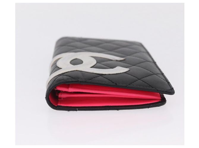 CHANEL Cambon Line Long Wallet Lamb Skin Black CC - vista 7