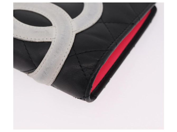 CHANEL Cambon Line Long Wallet Lamb Skin Black CC - vista 8