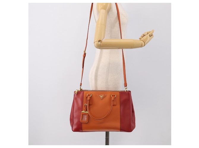 PRADA Galleria Hand Bag Saffiano 2way Orange Gold - vista 34