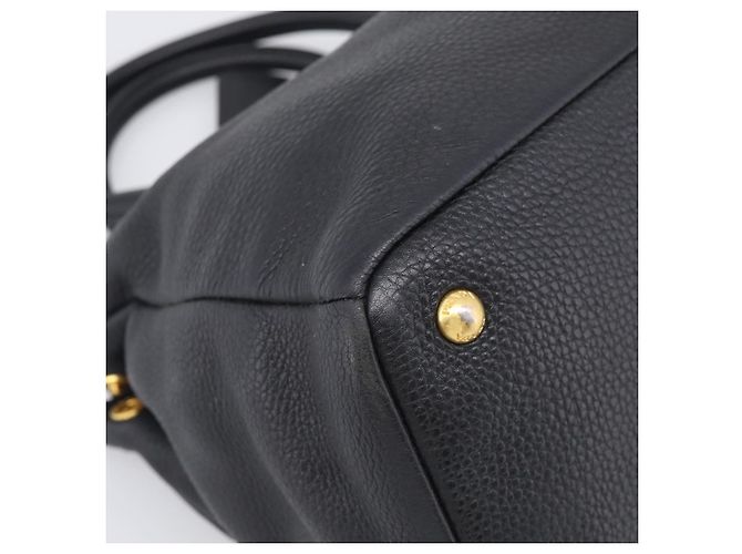 PRADA Handtasche Leder Schwarz Goldfarben - Ansicht 11