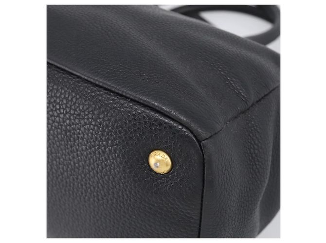 PRADA Handtasche Leder Schwarz Goldfarben - Ansicht 12
