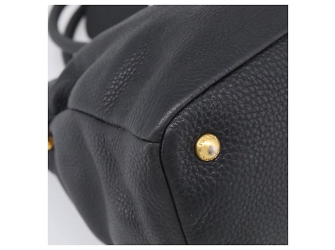 PRADA Handtasche Leder Schwarz Goldfarben - Ansicht 13