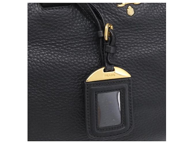 PRADA Handtasche Leder Schwarz Goldfarben - Ansicht 14