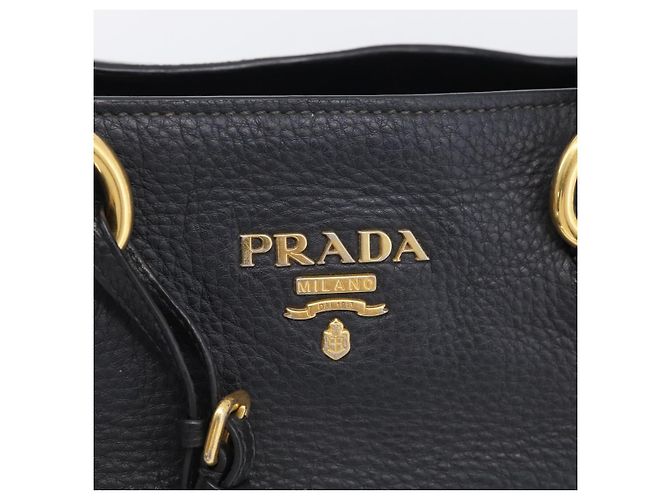 PRADA Handtasche Leder Schwarz Goldfarben - Ansicht 15