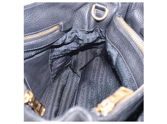 PRADA Handtasche Leder Schwarz Goldfarben - Ansicht 18