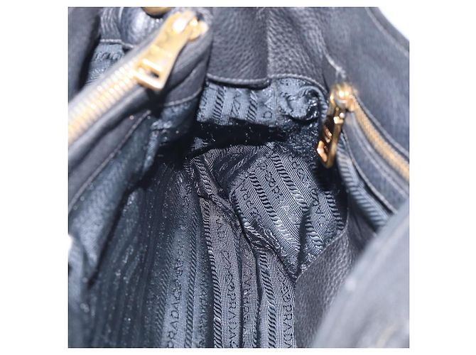 PRADA Handtasche Leder Schwarz Goldfarben - Ansicht 19