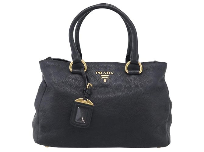 PRADA Handtasche Leder Schwarz Goldfarben - Ansicht 2