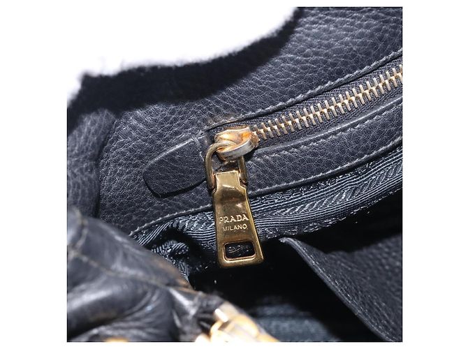 PRADA Handtasche Leder Schwarz Goldfarben - Ansicht 21