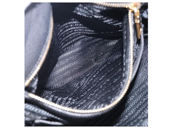 PRADA Handtasche Leder Schwarz Goldfarben - Ansicht 22