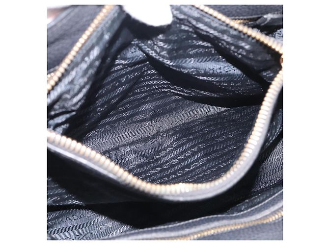 PRADA Handtasche Leder Schwarz Goldfarben - Ansicht 25
