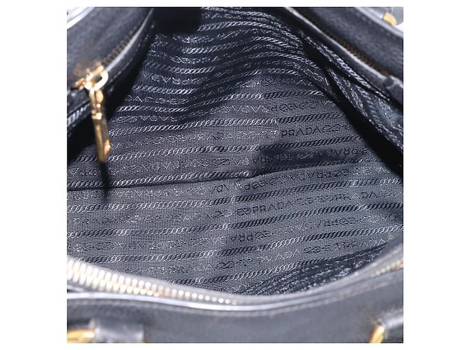 PRADA Handtasche Leder Schwarz Goldfarben - Ansicht 26