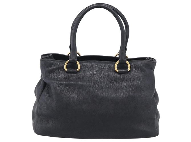 PRADA Handtasche Leder Schwarz Goldfarben - Ansicht 3