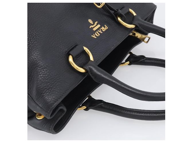 PRADA Handtasche Leder Schwarz Goldfarben - Ansicht 6