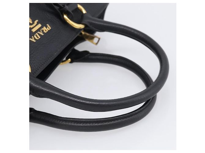 PRADA Handtasche Leder Schwarz Goldfarben - Ansicht 7