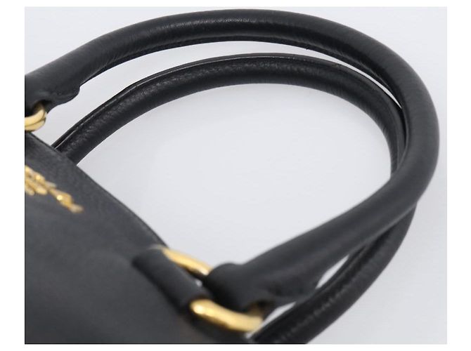 PRADA Handtasche Leder Schwarz Goldfarben - Ansicht 8