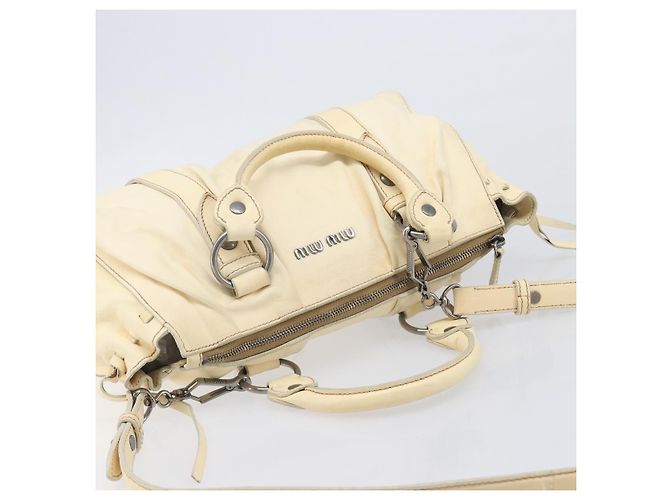 Miu Miu Hand Bag Leather 2way Ivory Silver - vista 10