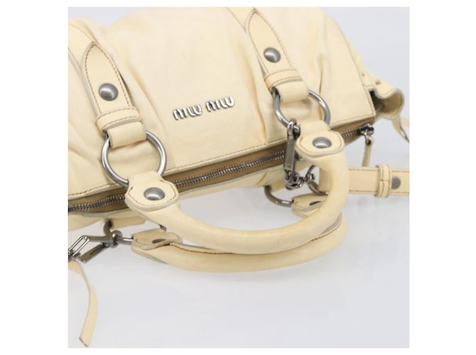 Miu Miu Hand Bag Leather 2way Ivory Silver - vista 11