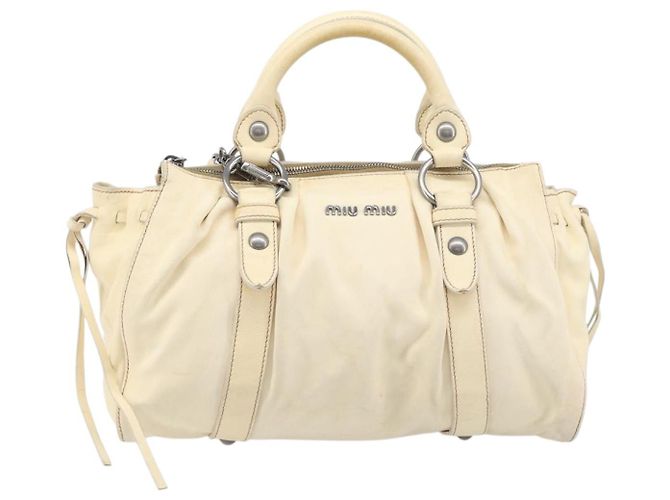 Miu Miu Hand Bag Leather 2way Ivory Silver - vista 2