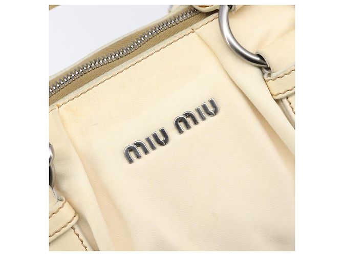Miu Miu Hand Bag Leather 2way Ivory Silver - vista 21