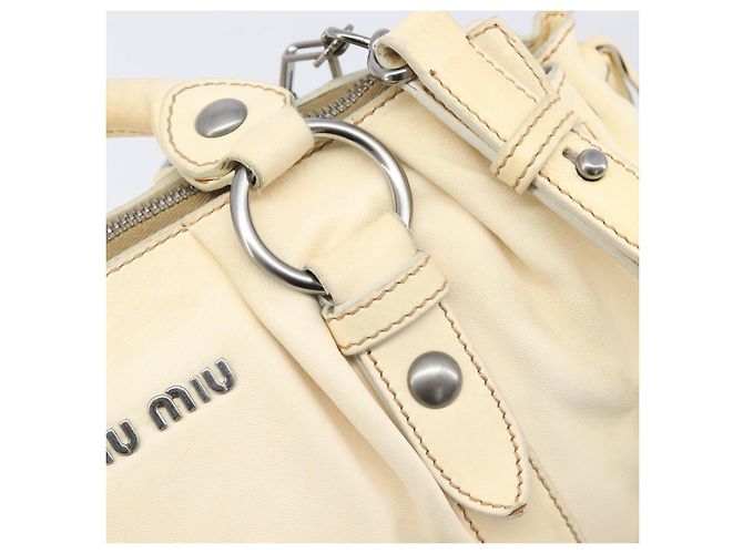 Miu Miu Hand Bag Leather 2way Ivory Silver - vista 22